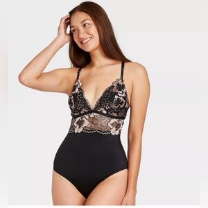 Auden BLACK Lace Lingerie Bodysuit size Small